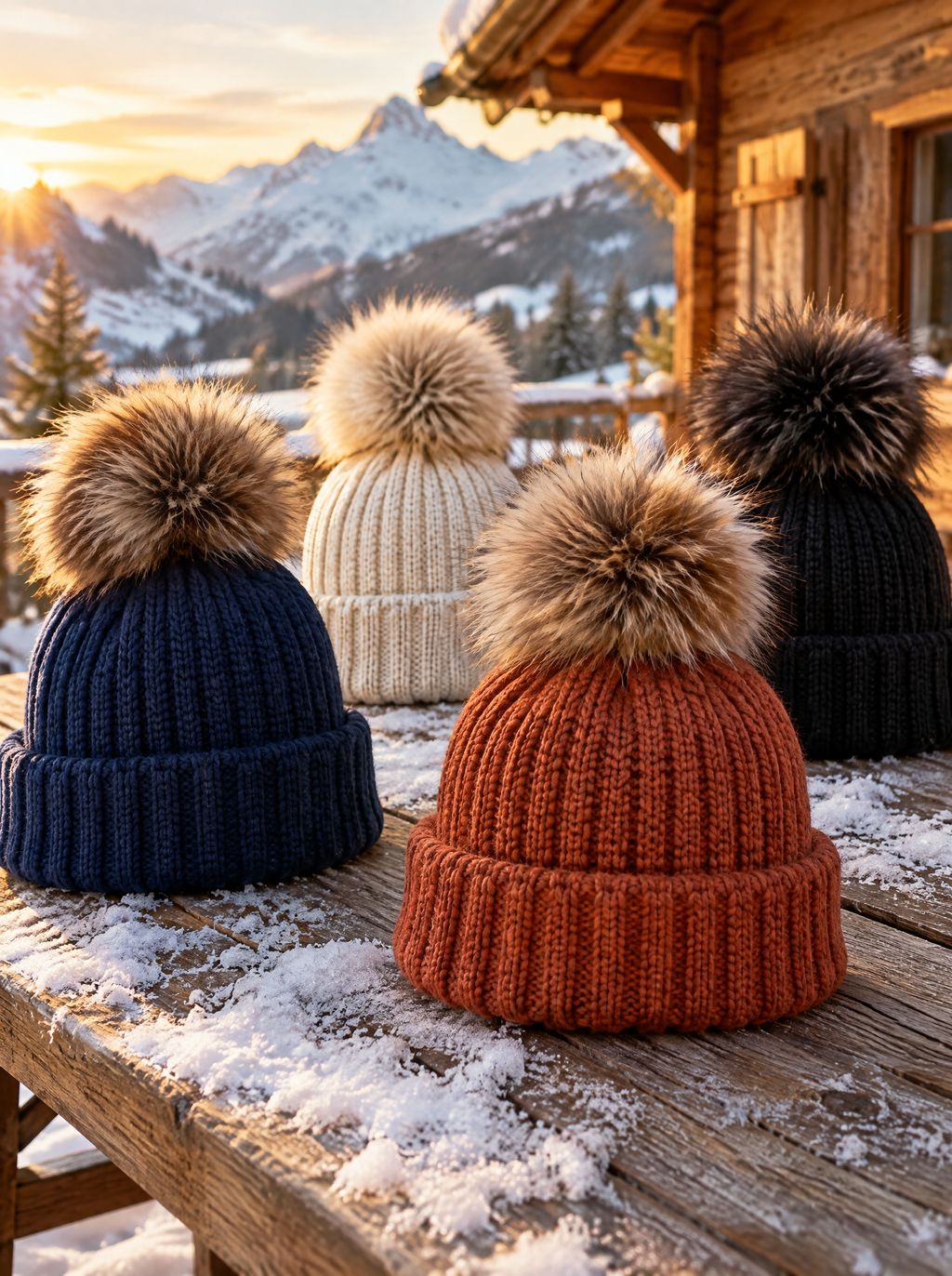 Bonnet à pompon doublé polaire FROST – photo produit