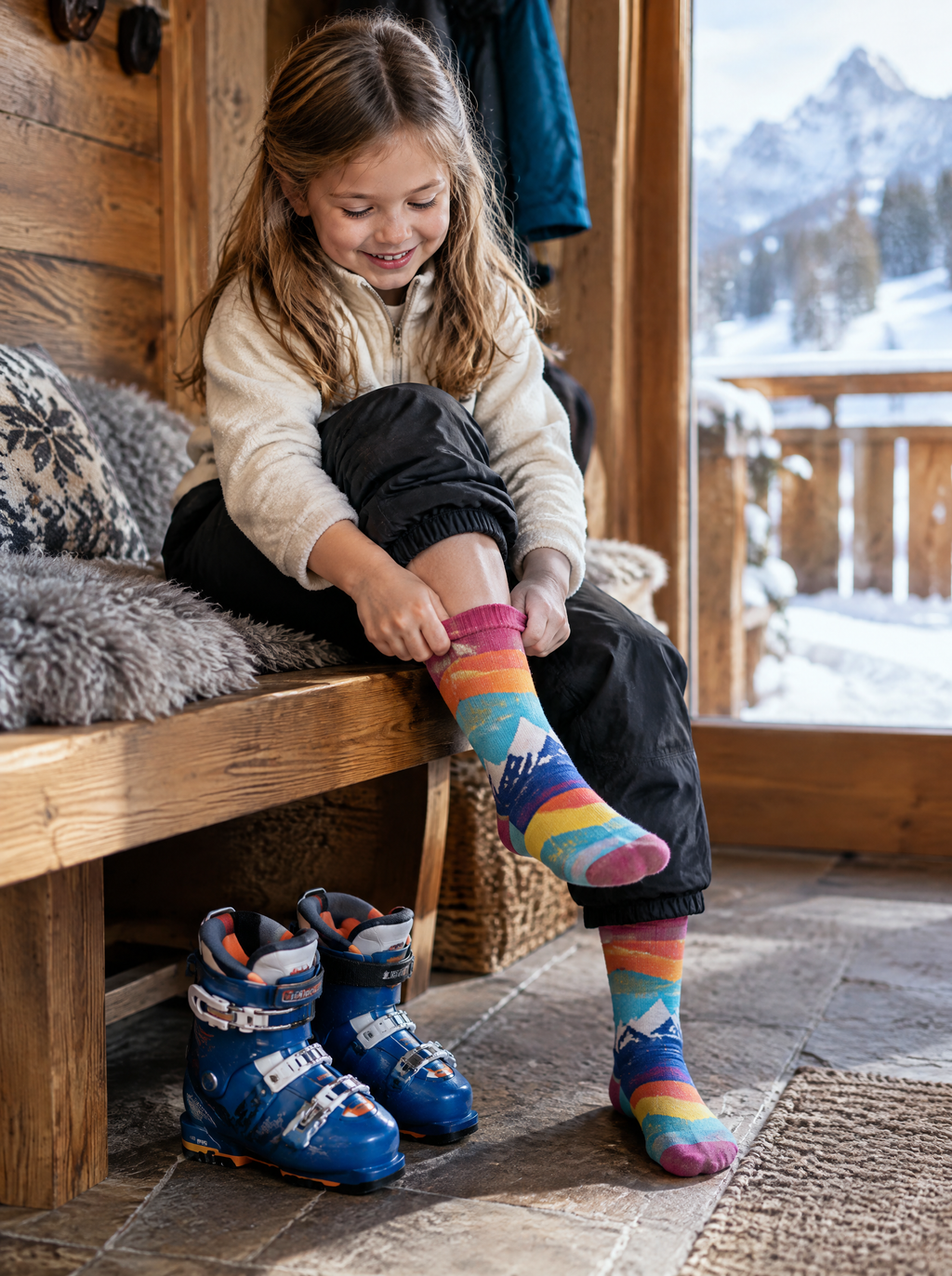 Chaussettes de ski enfant – lot de 2 paires MINI en situation