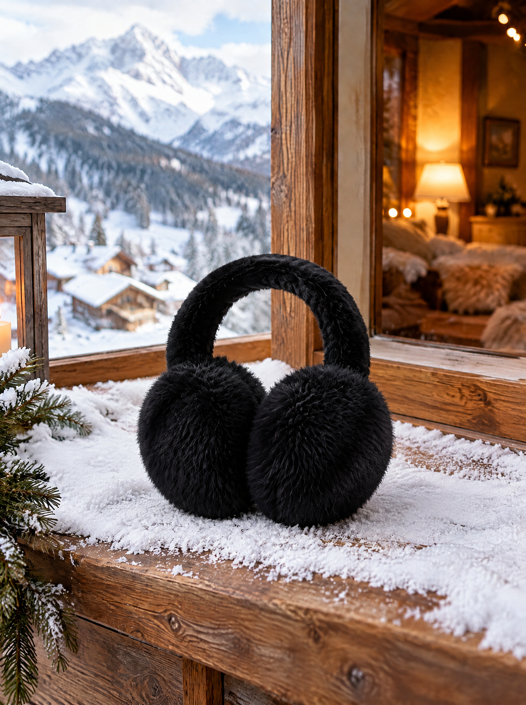 Cache-oreilles pliable fourrure douce COCOON – Noir