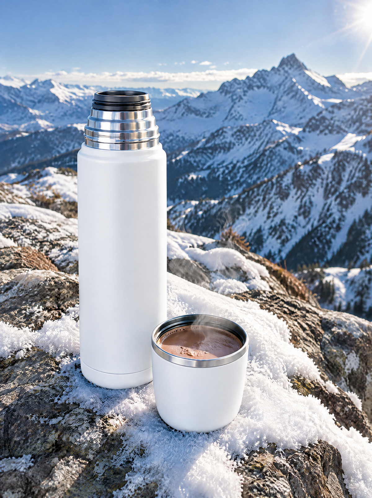 Bouteille isotherme 1 L inox THERMOS – Blanc