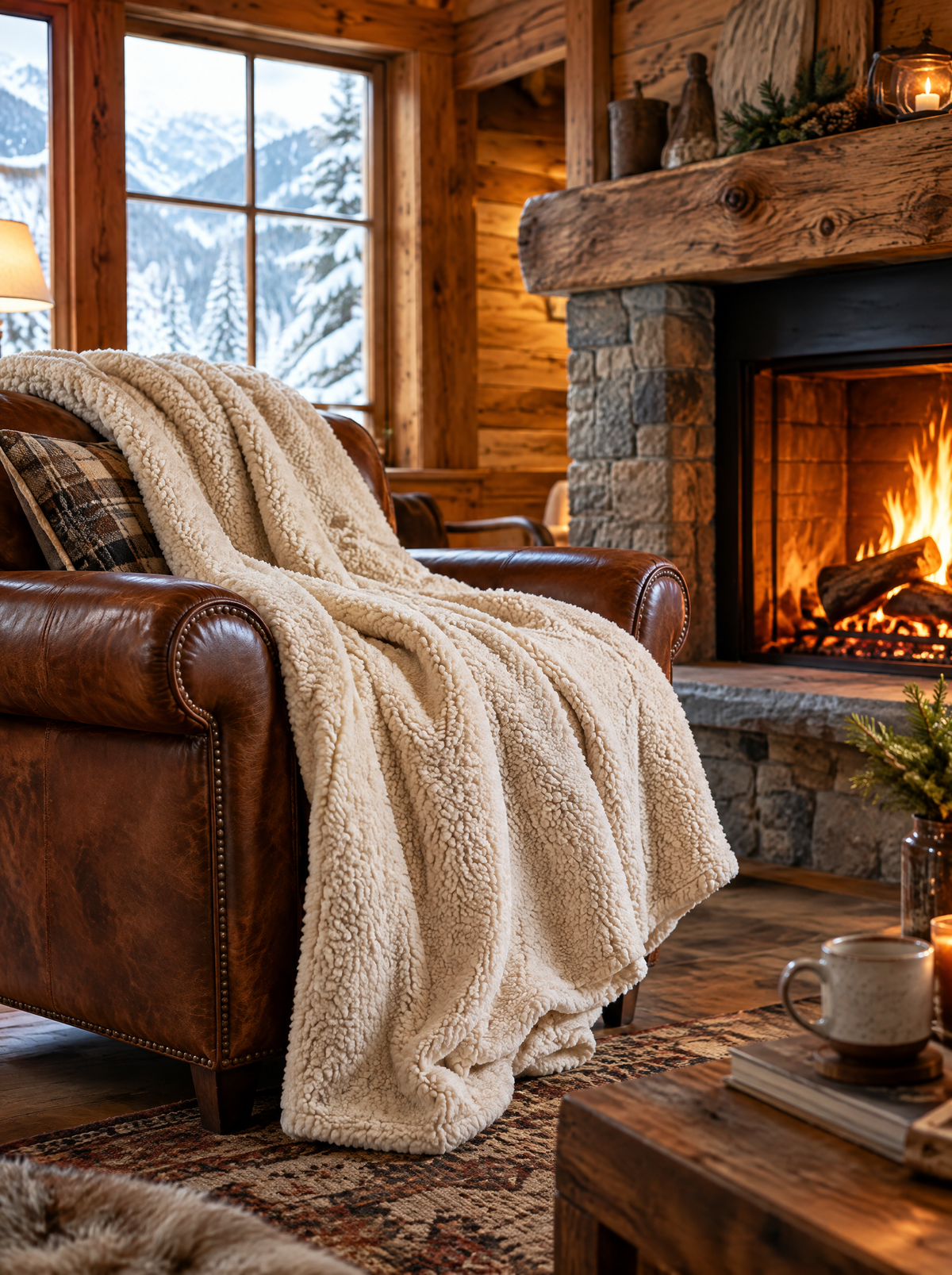 Plaid polaire sherpa XXL CHALET – photo produit